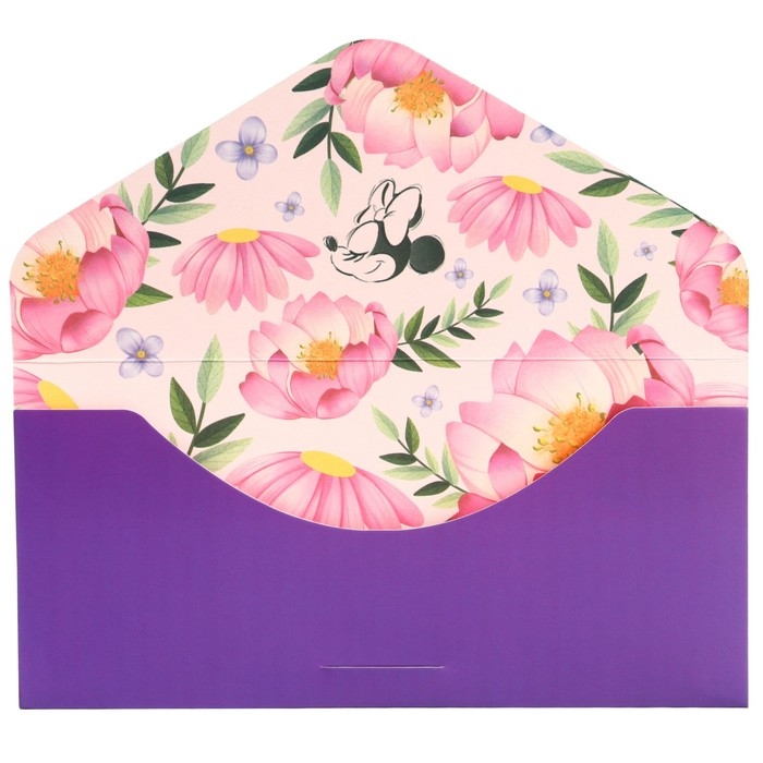 Конверт для денег «С днём Рождения», софт тач, тиснение, фиолетовый, 19 х 9 см, Минни Маус Конверт для денег «С днём Рождения», софт тач, тиснение, фиолетовый, 19 х 9 см, Минни Маус