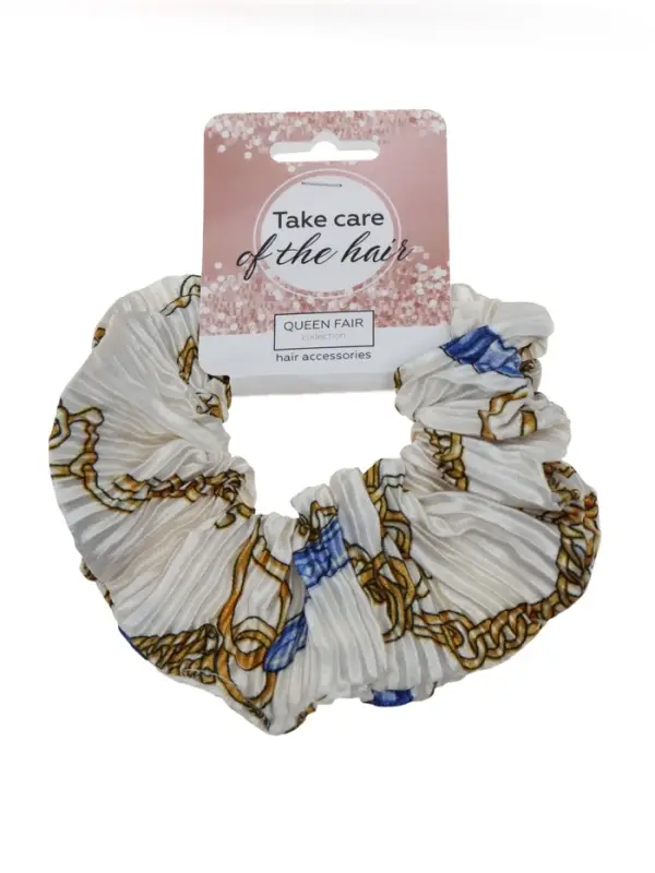 Резинка для волос QF &laquo;Орбита&raquo;, жатка звенья, 12 см, белая