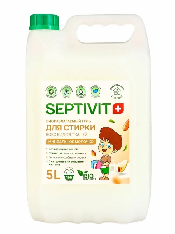 Гель для стирки SEPTIVIT  Гель для стирки SEPTIVIT "Миндальное молочко", 5л