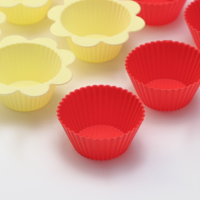 Набор форм для выпечки Доляна «Риб. Ромашка», силикон, 9×3 см, 12 шт, цвет МИКС Набор форм для выпечки Доляна «Риб. Ромашка», силикон, 9×3 см, 12 шт, цвет МИКС