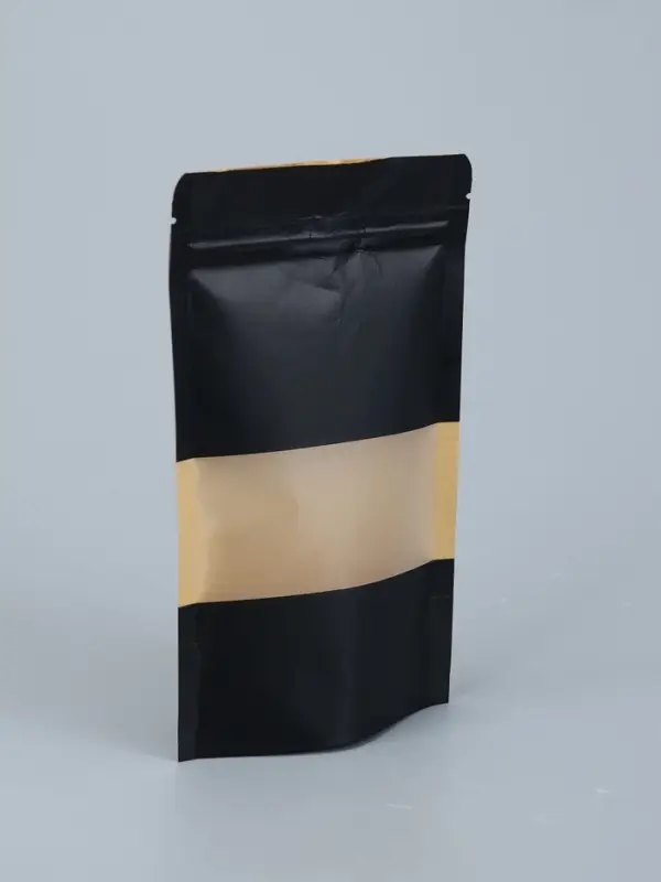 Пакет Zip-lock Крафт с прямоугольным окном, черный,12&times;20&times;4 см