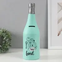 Копилка для денег &laquo;Бутылка шампанского&raquo;, керамика, мятная, 9.5&times;9.5&times;30 см