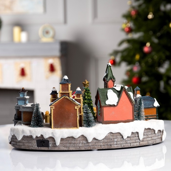 Светодиодная фигура «Рождественская площадь» 40 × 21 × 22 см, полистоун, батарейки ААх3 (не в комплекте), USB, свечение мульти Светодиодная фигура «Рождественская площадь» 40 × 21 × 22 см, полистоун, батарейки ААх3 (не в комплекте), USB, свечение мульти