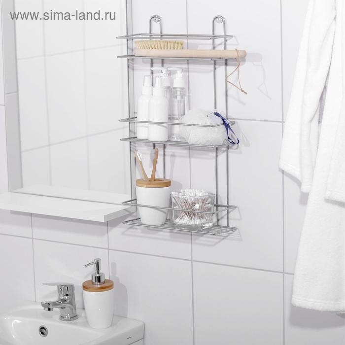 Полка прямоугольная 3-х ярусная, 26,5×10,5×50 см, цвет хром