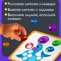 Мозаика-сортер, по методике Монтессори, 54 камешка, 10 заданий, 3+