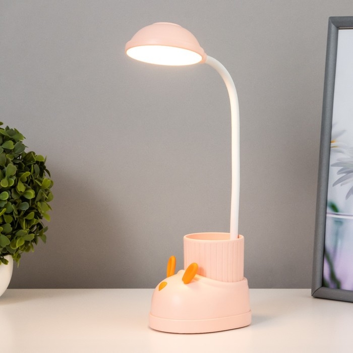 Лампа настольная  Лампа настольная "Ботинок заяц" LED 3 режима 3Вт USB органайзер  розовый 8х11х31 см RISALUX