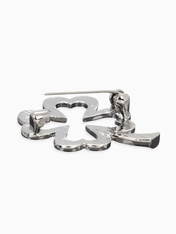 Брошь &laquo;Клевер&raquo;, контур, цвет серебро