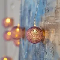 Гирлянда &laquo;Нить&raquo; 5 м с насадками &laquo;Клубки фиолетовые&raquo;, IP20, прозрачная нить, 20 LED, свечение тёплое белое, 220 В