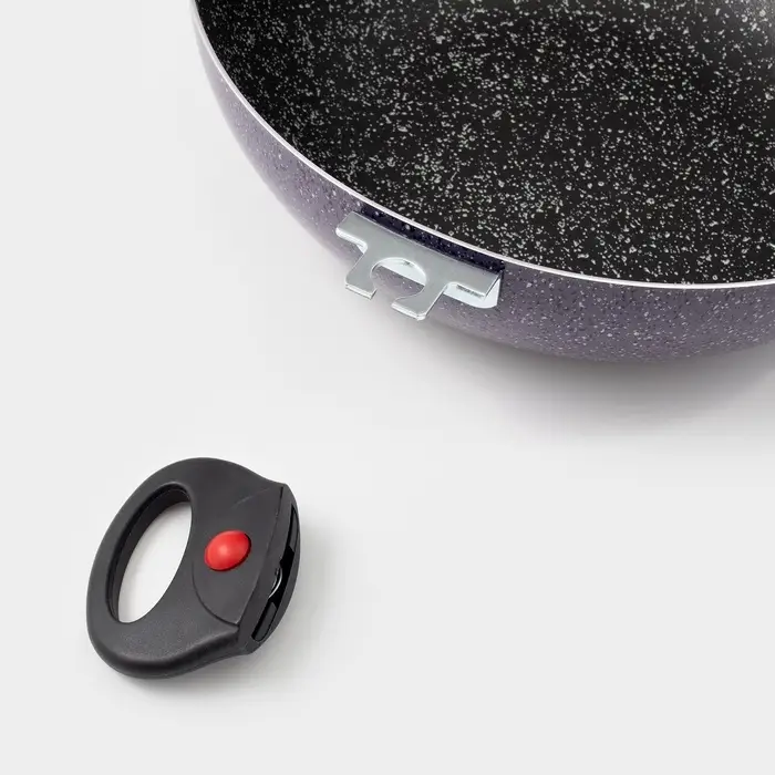 Казан алюминиевый, 4 л, d=28 см, стеклянная крышка, две съёмные ручки, фиолетовый