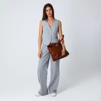 Сумка - мешок женская на молнии, 39&times;11&times;27 см, коричневая