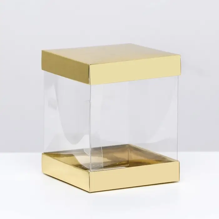 Коробка с PVC Мини &laquo;Золото&raquo; для цветов и подарков, 10&times;10&times;12 см