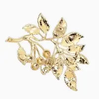 Брошь &laquo;Веточка Калины&raquo;, красно-коричневая в золоте