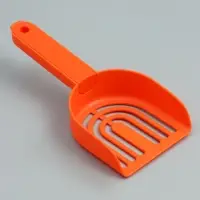 Совок для уборки за кошкой, 22&times;7&times;6 см, с подставкой, пластик, белый, оранжевый