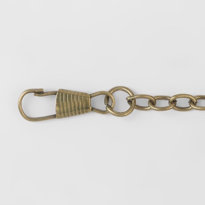 Цепочка для сумки, с карабинами, железная, 5 × 7 мм, 120 см, цвет бронзовый