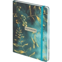 Бизнес-блокнот Floral А5 96л клетка,обл.тв.лам.картон, сшивка,резинка,зелен