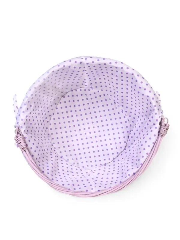 Корзина плетеная 32 х 32 х 14 см, ручка h=14 см фиол-ый  ткань Корзина плетеная 32 х 32 х 14 см, ручка h=14 см фиол-ый  ткань