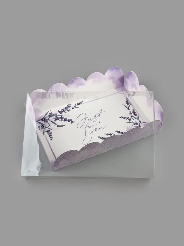 Коробка для печенья, кондитерская упаковка с пластиковой крышкой, Just for you, 20&times;30&times;8 см