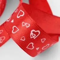 Лента атласная &laquo;Сердца&raquo;, 15 мм, 23&plusmn;1 м, красная №026