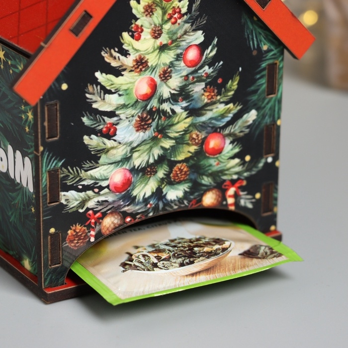 Новогодний чайный домик  Новогодний чайный домик "С Новым годом" 10,5х9,5х12 см