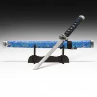 Макет оружия &laquo;Сувенирная катана на подставке&raquo;, синие ножны с цветочным узором, 70 см