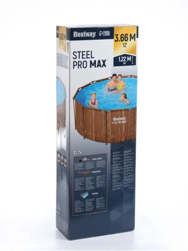 Бассейн каркасный Steel Pro Max, 366&times;122 см, круглый, цвет рейка, 561VN Bestway