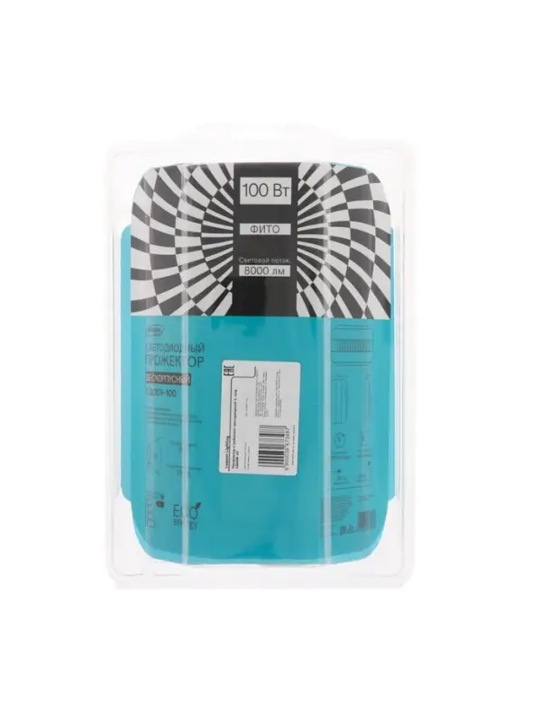 Фитопрожектор для растений Luazon Lighting СДО09-100, светодиодный, 100 Вт, IP65, 220 В, бескорпусный, мультиспектральный