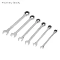 Набор ключей комбинированных трещоточных ТУНДРА, CrV, 72 зуба, 8 - 17 мм, 6 шт.