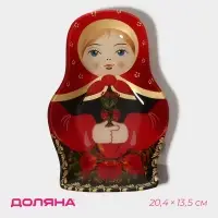Блюдо сервировочное Доляна &laquo;Матрёшка в красном&raquo;, 20.4&times;13.5&times;1.8 см, стекло, красное