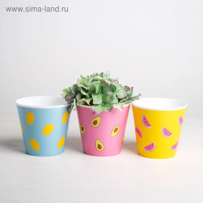 Набор кашпо для цветов 3 в 1 «Фрукты», 0,8 л, 11 х 12 см Набор кашпо для цветов 3 в 1 «Фрукты», 0,8 л, 11 х 12 см