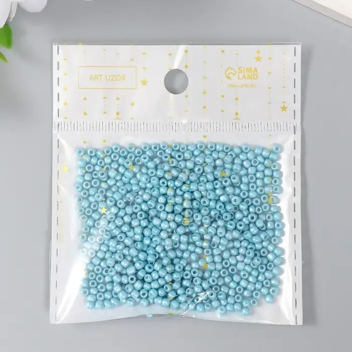 Бисер стекло 8/0  Бисер стекло 8/0 "Детский голубой" 15 гр