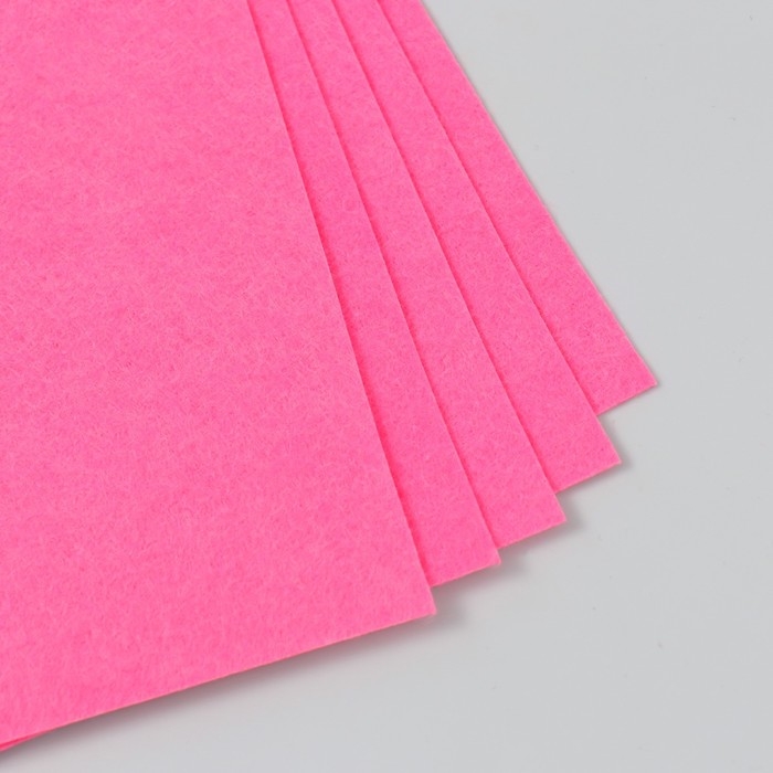 Фетр жёсткий 1 мм Фетр жёсткий 1 мм "Розовый" набор 5 листов формат А4