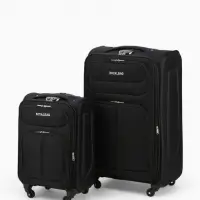 Чемодан на колёсах Royalbag большой 104 л (L), на молнии, с увеличением, кодовый замок, 4 колеса, чёрный