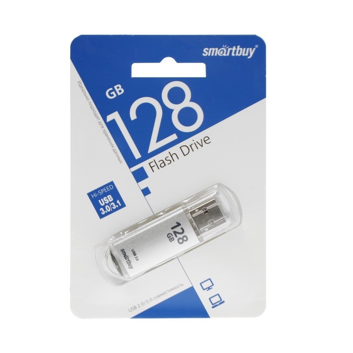 Флешка Smartbuy V-Cut, 128 Гб, USB 3.0, чт до 75 Мб/с, зап до 25 Мб/с, серая Флешка Smartbuy V-Cut, 128 Гб, USB 3.0, чт до 75 Мб/с, зап до 25 Мб/с, серая