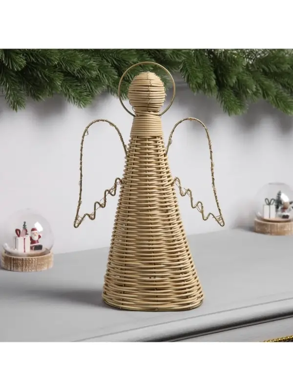 Светодиодная фигура &laquo;Ангел плетёный&raquo;, 32&times;16&times;9 см, 20 LED, от батареек ААх2, свечение тёплое белое