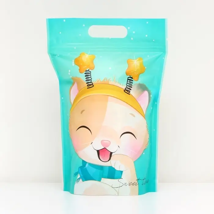 Пакет подарочный, с zip-lock застежкой,  Пакет подарочный, с zip-lock застежкой, "Зимние котята", 15х22см.