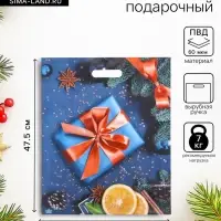 Пакет подарочный новогодний &laquo;Подарок с апельсинами&raquo;, полиэтиленовый с вырубной ручкой, 47.5&times;39 см