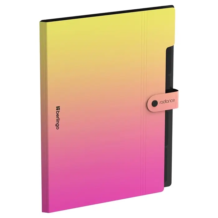 Папка А4 "Radience", 600мкм, на кнопке, 5 отд, жел/роз градиент