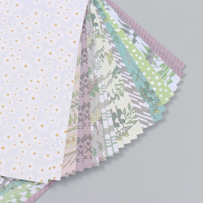 Набор бумаги для скрапбукинга 24 листа 12 дизайнов Набор бумаги для скрапбукинга 24 листа 12 дизайнов "Насыщенный сад" 160 гр 15,2х15,2 см