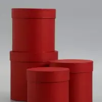 Набор шляпных коробок  4 в 1 "Вишневый", 18 &times; 18 ‒14 &times; 14 см