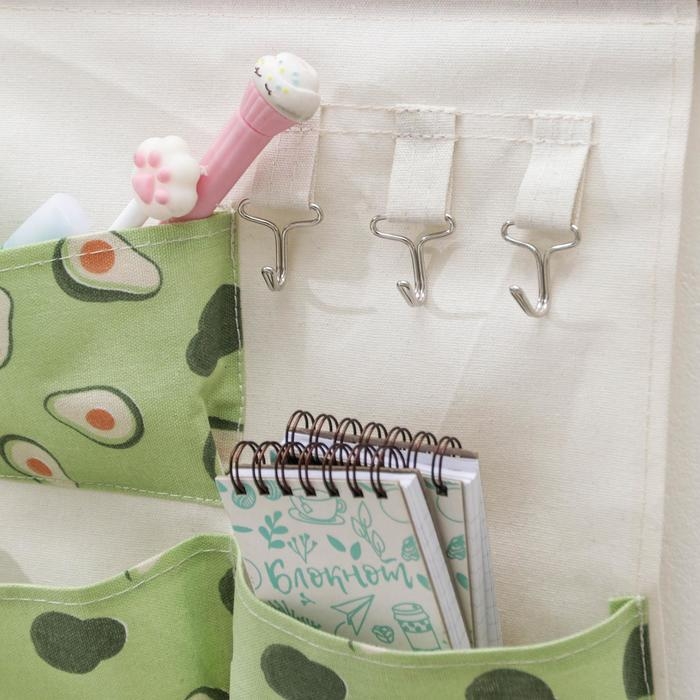 Органайзер подвесной с карманами Доляна «Авокадо», подвесной, 3 отделения, 35×30 см, цвет зелёный Органайзер подвесной с карманами Доляна «Авокадо», подвесной, 3 отделения, 35×30 см, цвет зелёный