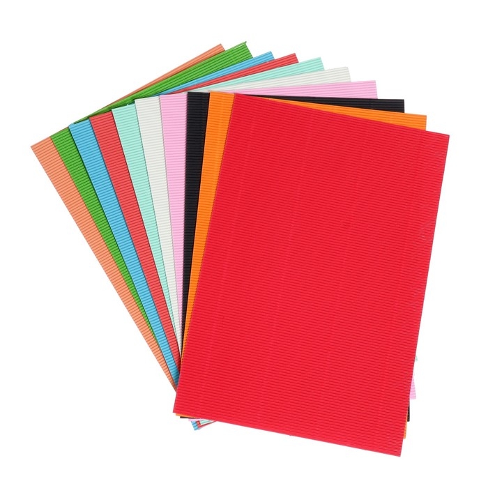 Картон гофрированный А4, 10 листов, 10 цветов, 180 г/м2 Картон гофрированный А4, 10 листов, 10 цветов, 180 г/м2