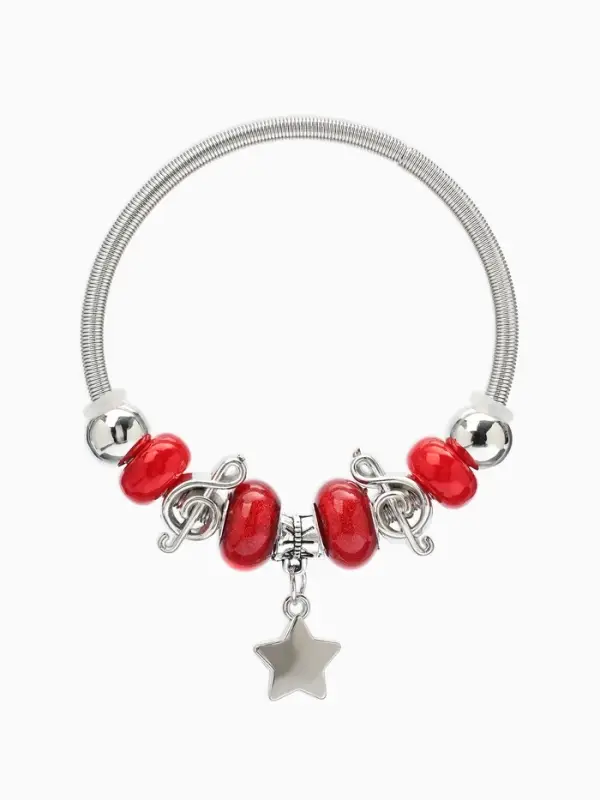 Браслет с шармами &laquo;Марджери&raquo;, звезда, красный в серебре, d=6.5 см
