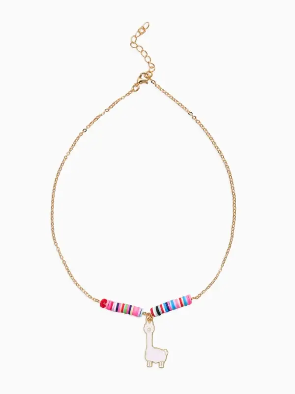 Бусы с кулоном детские &laquo;Выбражулька. Альпака&raquo;, бисер, 41 см, белые в золоте