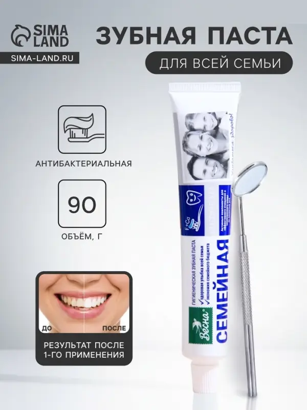Зубная паста &laquo;Весна&raquo;, классическая, для всей семьи, 90 г