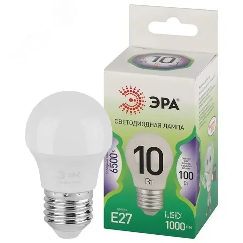 Лампа светодиодная LED 10 Вт 1000Лм 6500К шар холодный E27 220-240В LED P45-10W-865-E27 Green Line