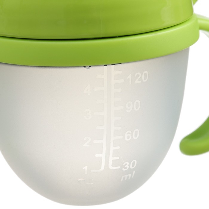 Бутылочка для кормления M&B, ШГ Ø70мм, 150мл., с ручками, силиконовая колба, цвет зеленый Бутылочка для кормления M&B, ШГ Ø70мм, 150мл., с ручками, силиконовая колба, цвет зеленый