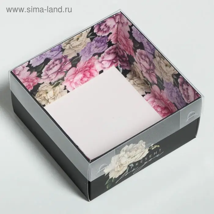 Коробка для кондитерских изделий с пластиковой крышкой Present for you, 11.5 х 11.5 х 6 см Коробка для кондитерских изделий с пластиковой крышкой Present for you, 11.5 х 11.5 х 6 см