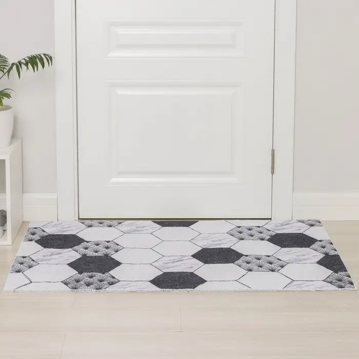 Коврик придверный Доляна &laquo;Мрамор&raquo;, вырезной, грязезащитный, 80&times;120 см, серый