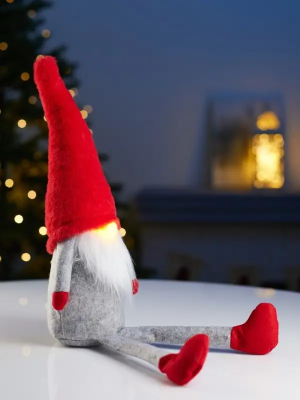 Светодиодная фигура &laquo;Гномик в красной шапке&raquo; 60 см, текстиль, 1 LED, от батареек LR1130&times;3, свечение тёплое белое