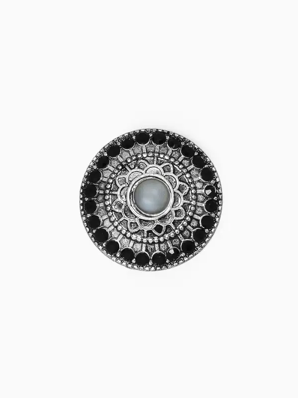 Кольцо для платка &laquo;Этно&raquo;, круг, серое в чернёном серебре